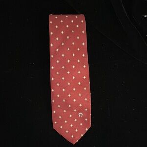 Etienne Aigner Red and White Polka Dot Tie